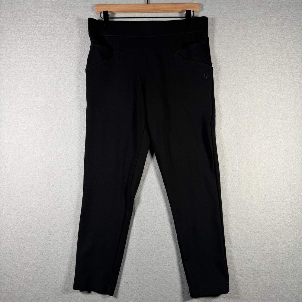 Betabrand Dress Pant Yoga Pants Black Petite Large W1595-BK Straight Leg Pull On